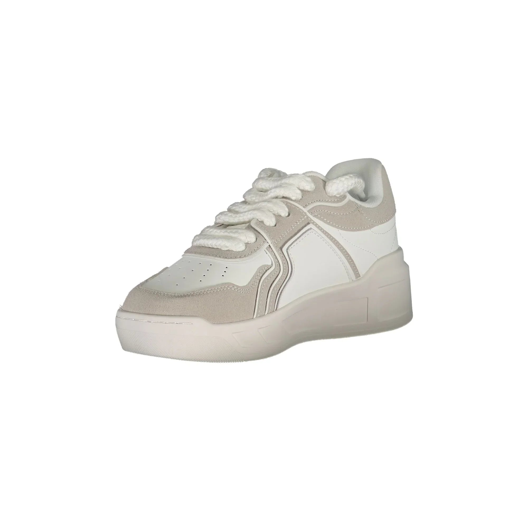 GAELLE PARIS Women's White Sneakers with Contrast Details