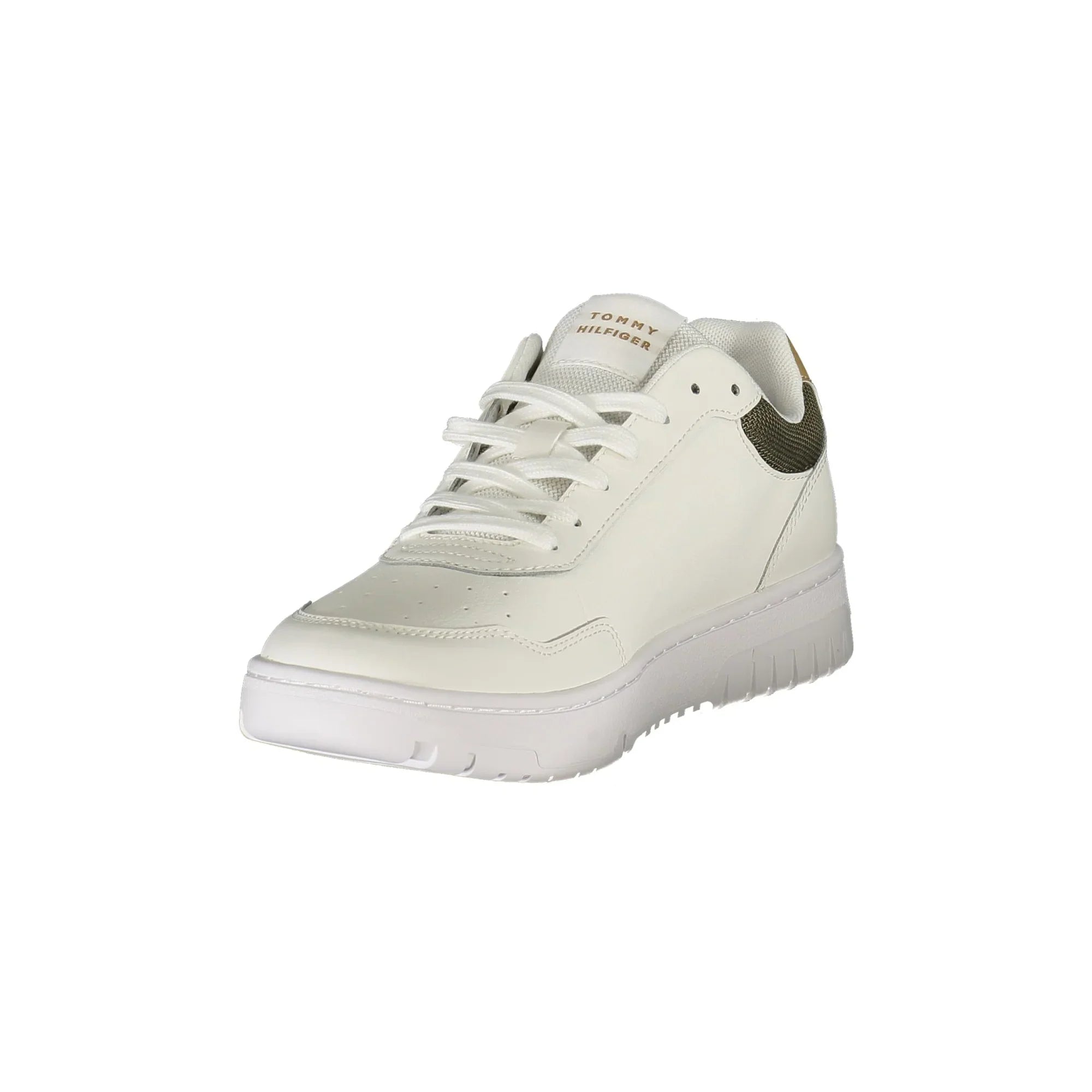 TOMMY HILFIGER Men's White Sneakers with Green and Beige Details