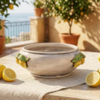 Centrotavola con Limoni Siciliani in Ceramica di Caltagirone Ø 25 cm - Madreperla