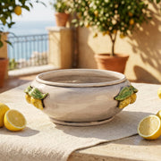Centrotavola con Limoni Siciliani in Ceramica di Caltagirone Ø 25 cm — Madreperla
