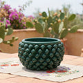 Vaso Mezza Pigna Senza Piede in Ceramica di Caltagirone — Verde Antico