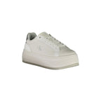 CALVIN KLEIN Scarpe Sneakers Donna Bianche con Zeppa e Dettagli Argento