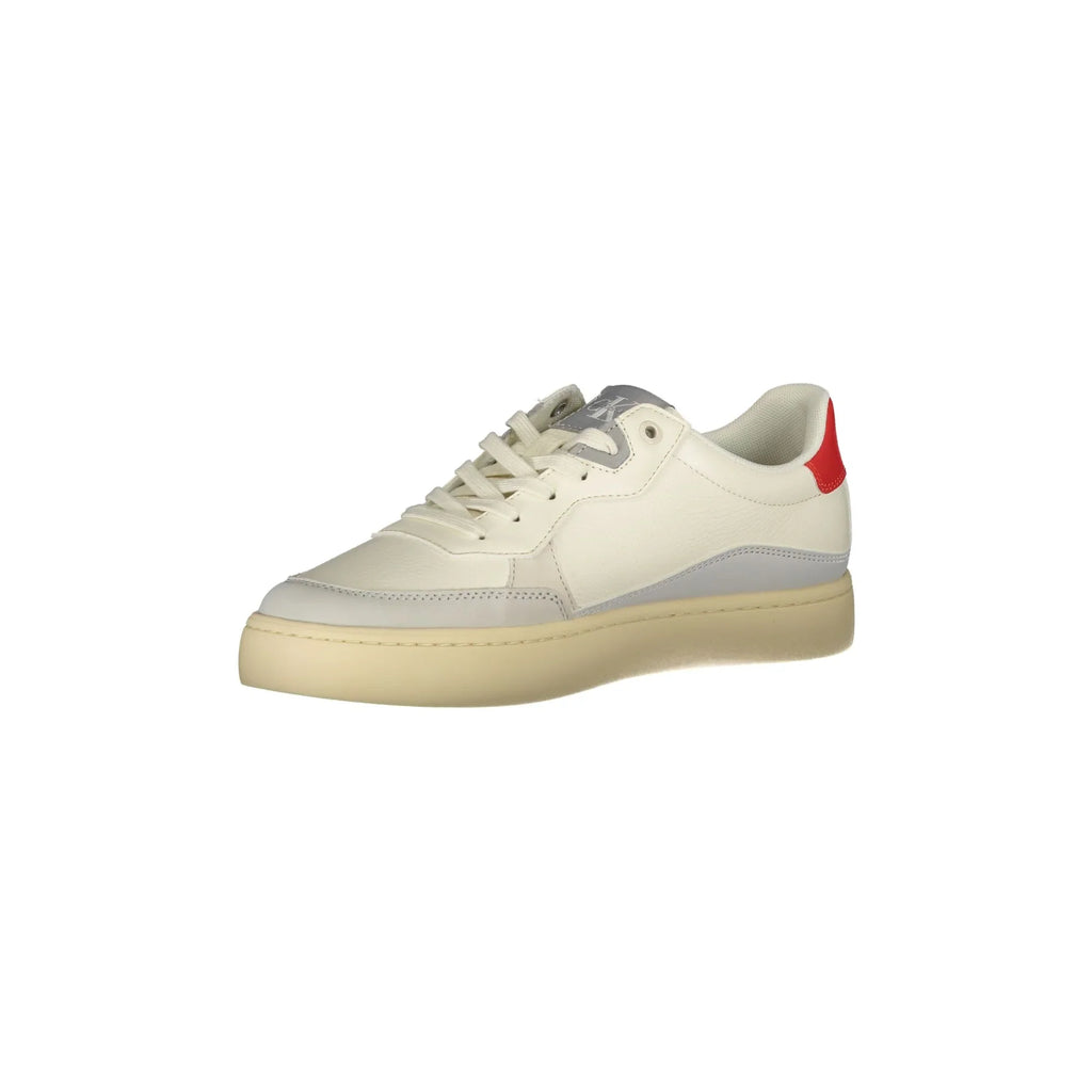 CALVIN KLEIN Men's White Lace-up Sneakers with Logo