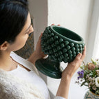 Vaso Mezza Pigna in Ceramica di Caltagirone — Verde Antico