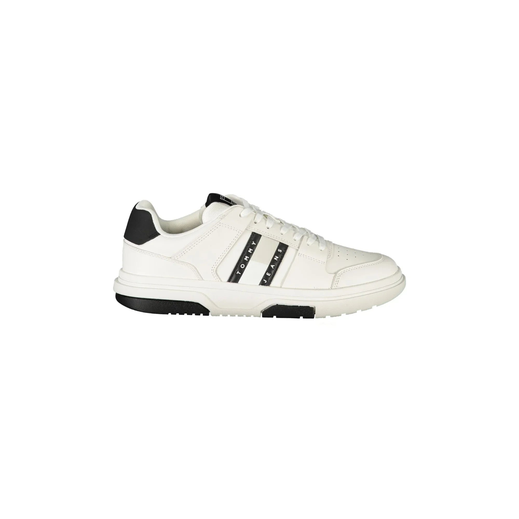 TOMMY HILFIGER Men's White Athletic Shoe with Black Details