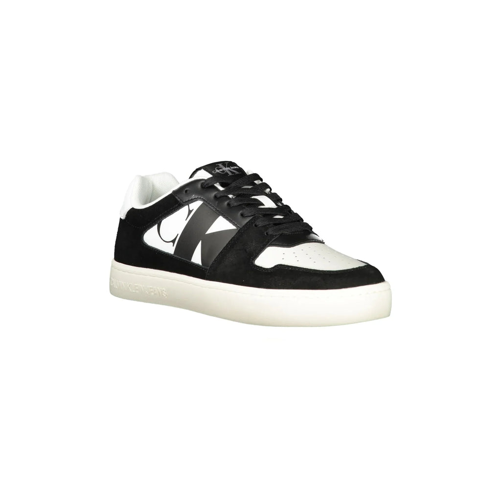 CALVIN KLEIN Scarpe Sneakers Uomo Bianche con Dettagli Neri e Plantare Removibile