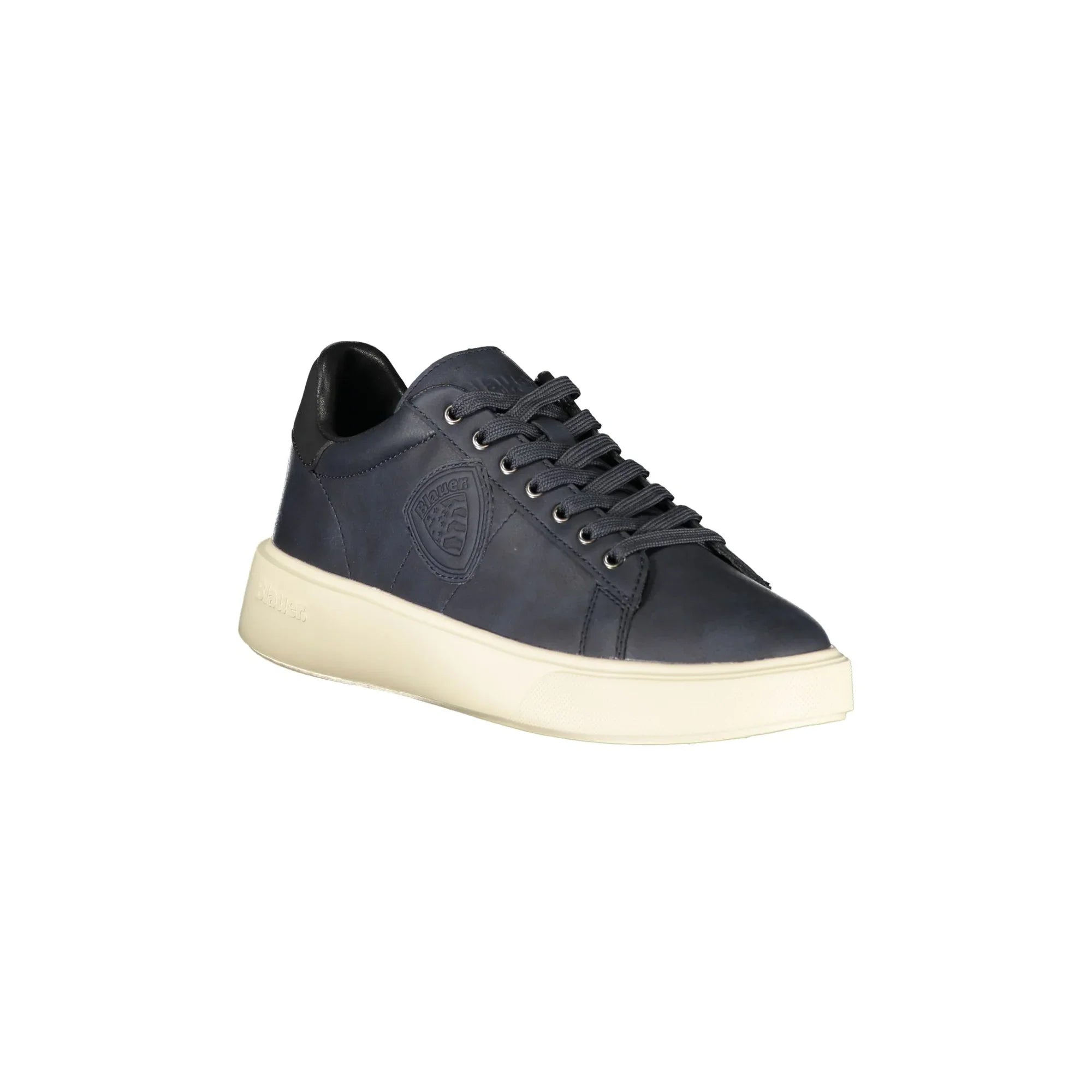BLAUER Men's Blue Sneakers with Laces and Contrast Sole