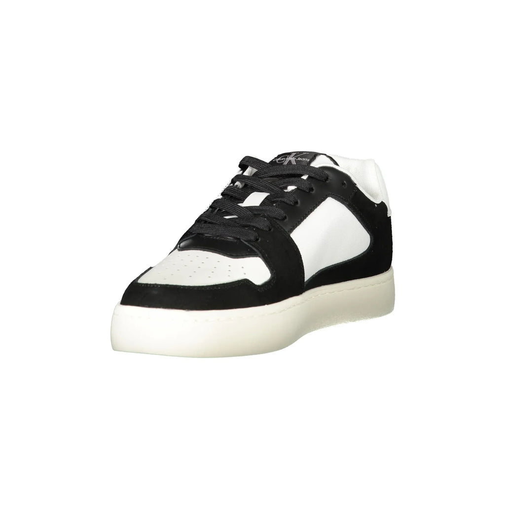 CALVIN KLEIN Scarpe Sneakers Uomo Bianche con Dettagli Neri e Plantare Removibile