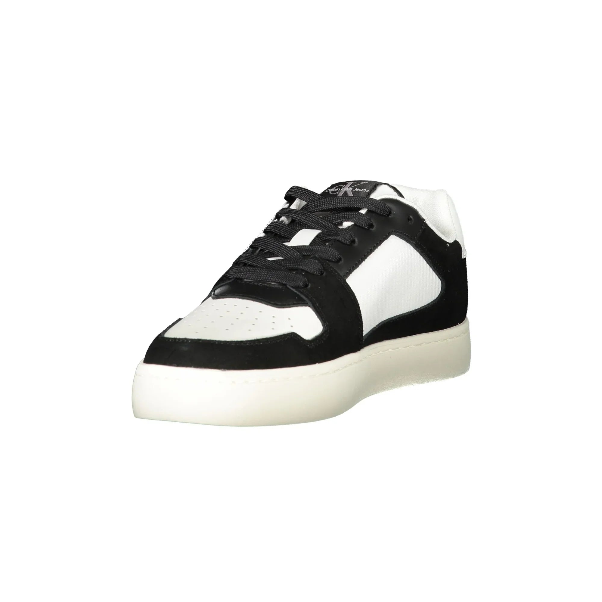 CALVIN KLEIN Men's White Sneakers with Black Details and Removable Insole