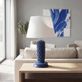 Lume Pigna Cilindro in Ceramica di Caltagirone h 60 cm — Blu Intenso