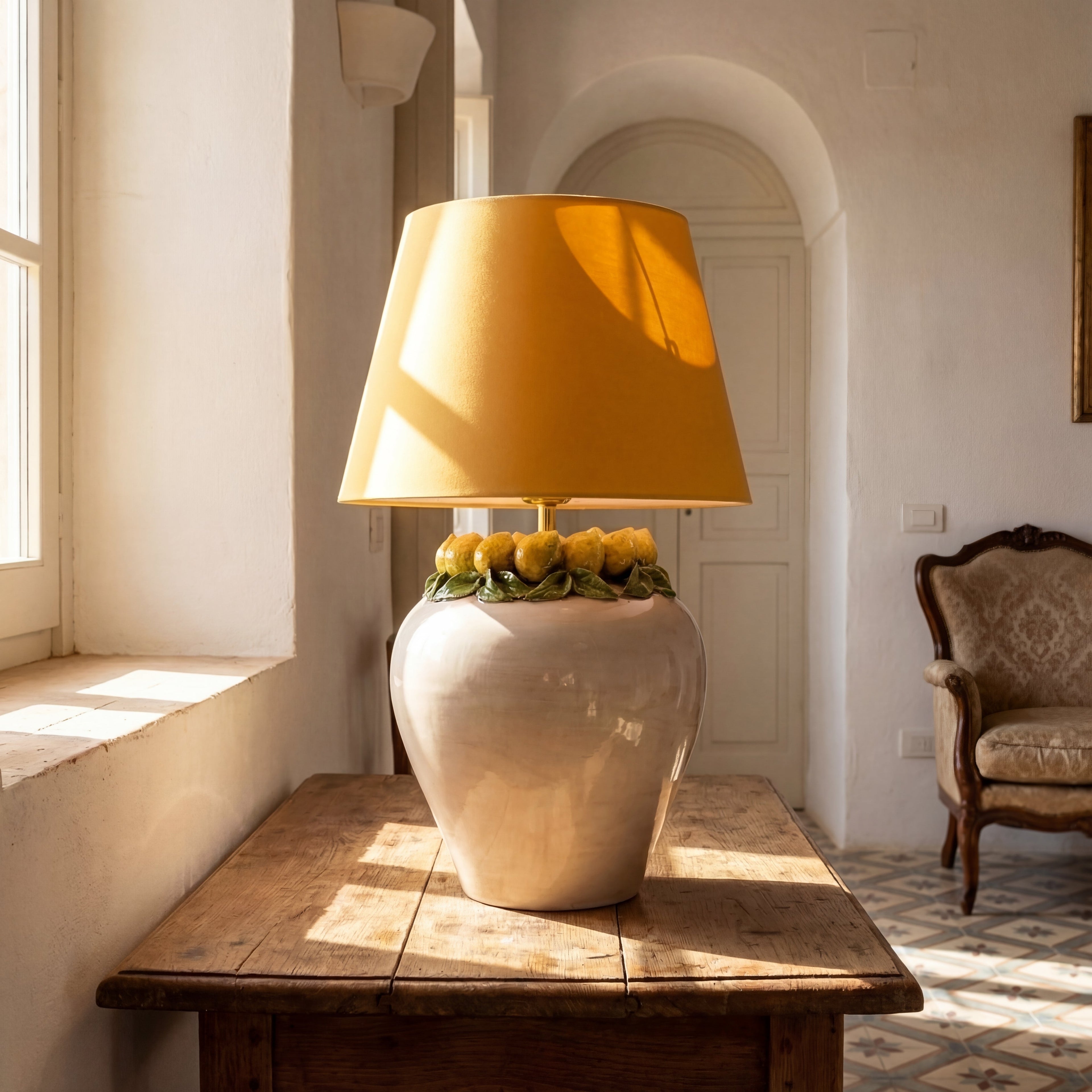 Lume Boccia in Ceramica di Caltagirone h 27 cm — Limoni Siciliani
