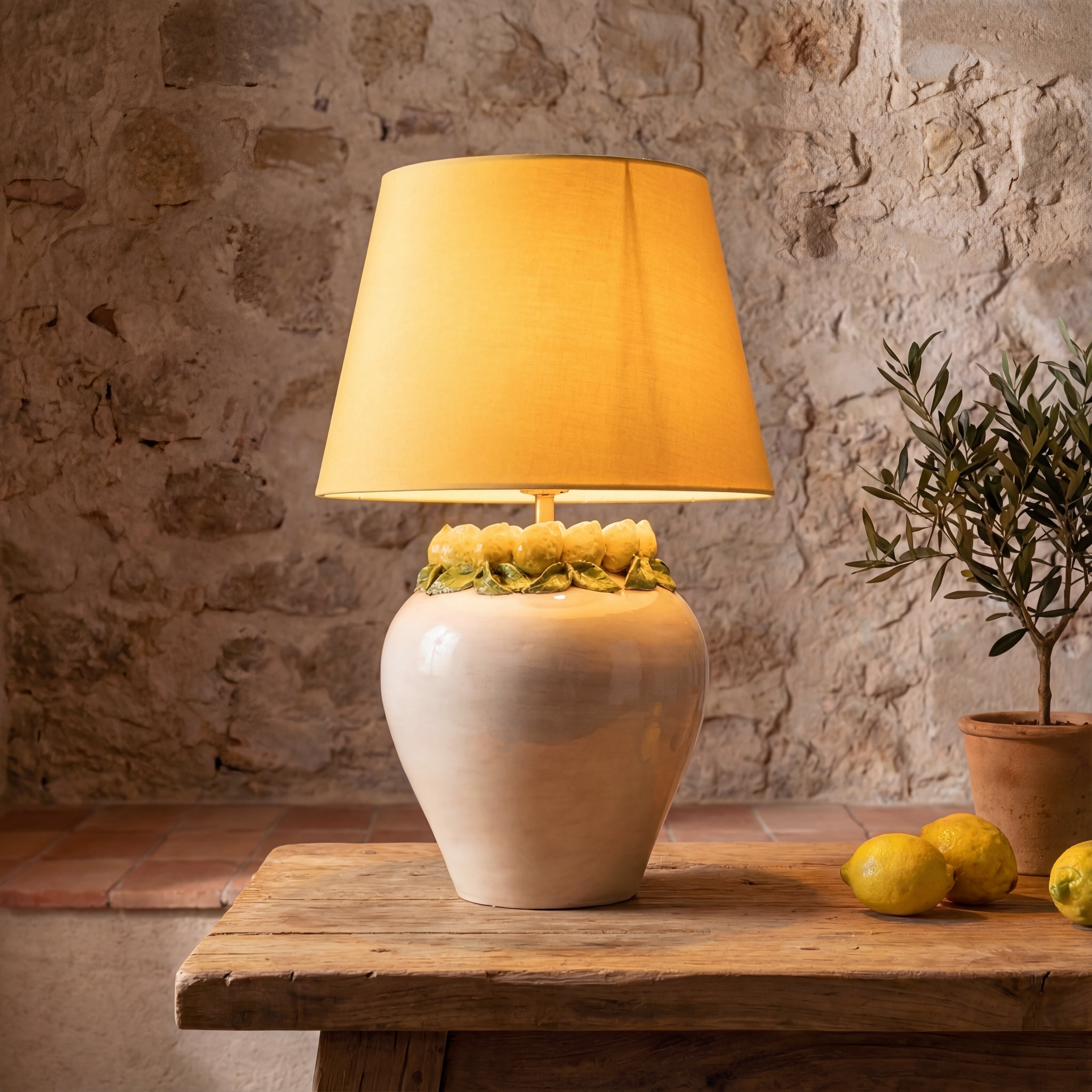 Lume Boccia in Ceramica di Caltagirone h 27 cm — Limoni Siciliani