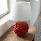 Lume palla a pigna in ceramica decoro Rosso Fuoco Ceramiche di Caltagirone Sofia
