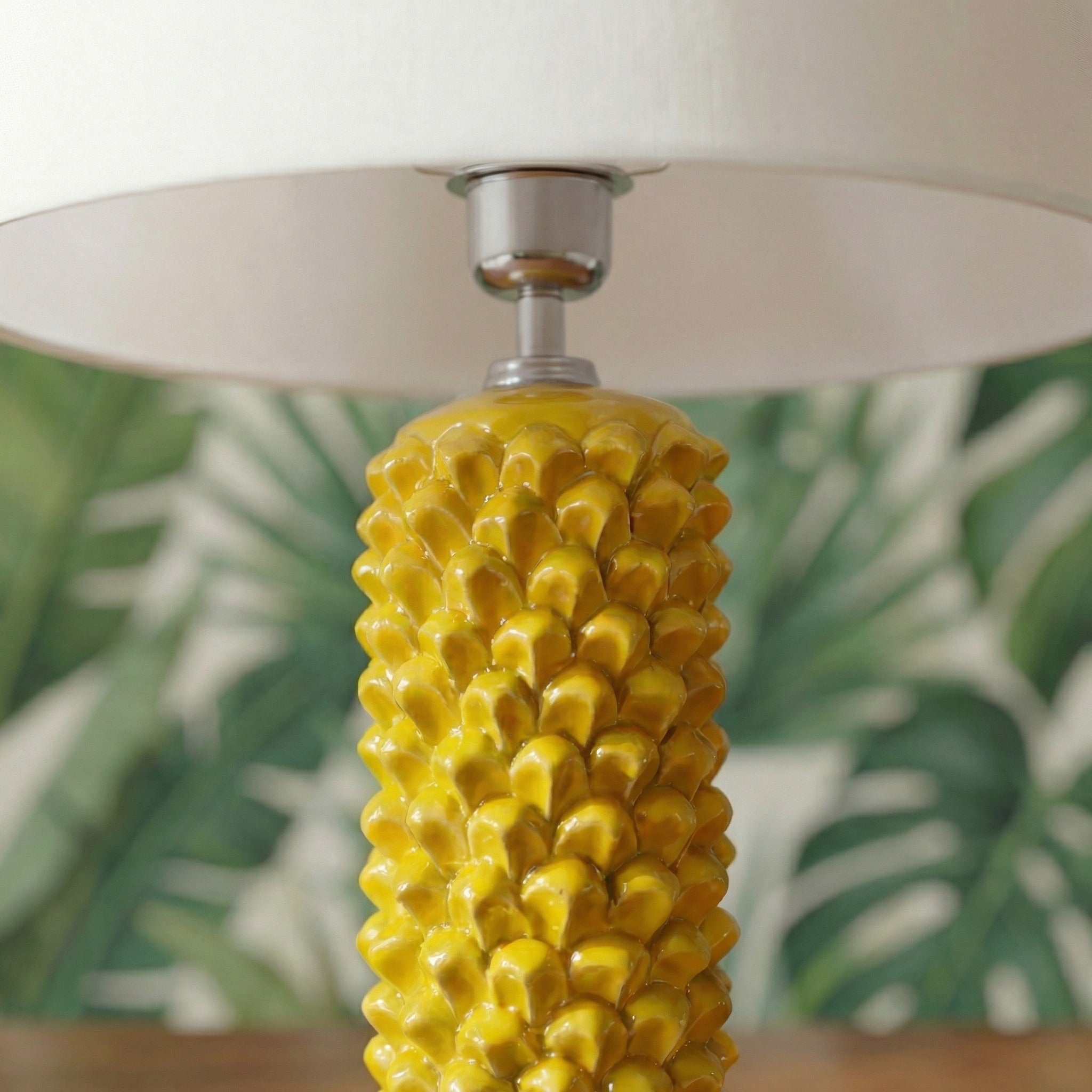 Lume Pigna Cilindro in Ceramica di Caltagirone h 60 cm — Senape