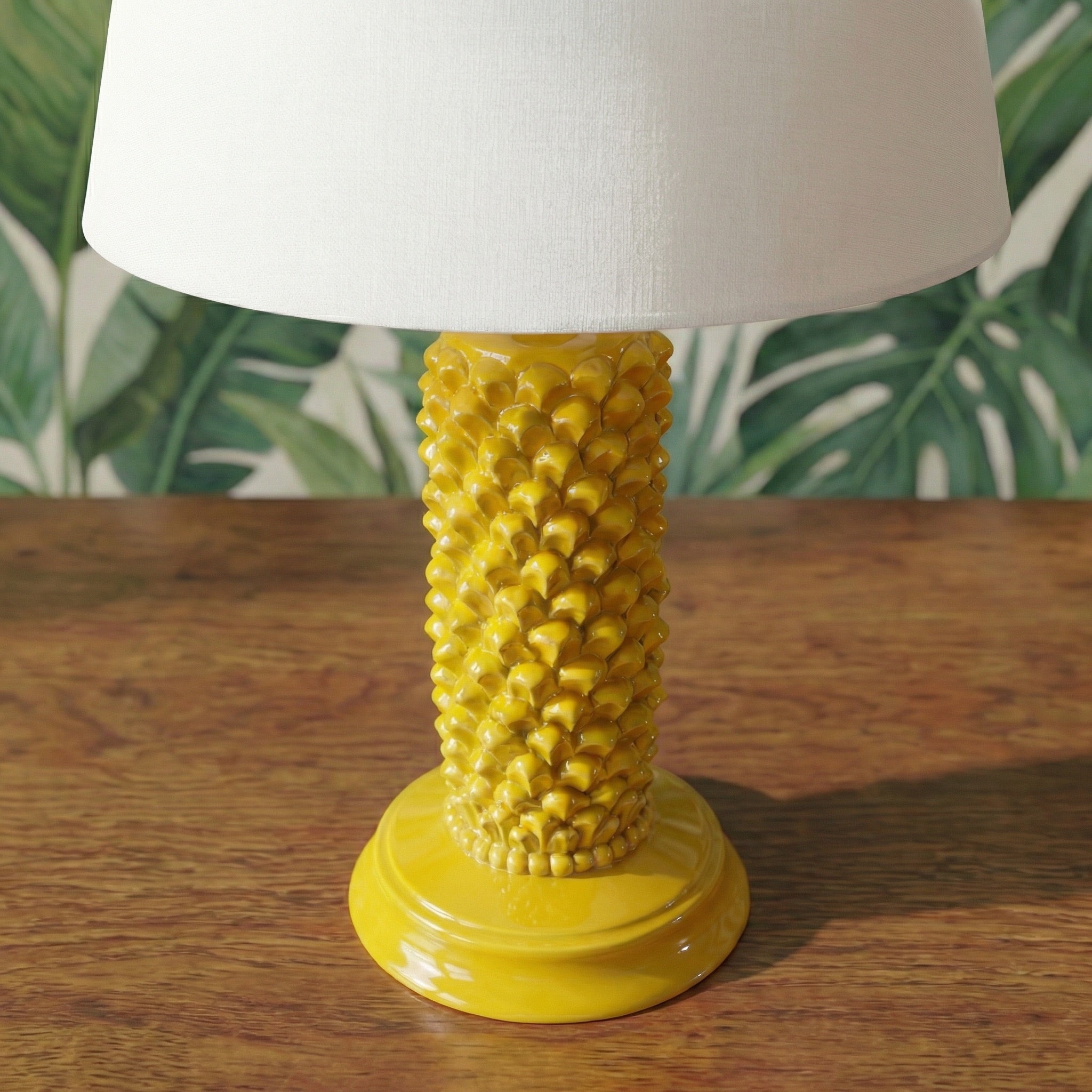 Lume Pigna Cilindro in Ceramica di Caltagirone h 60 cm — Senape