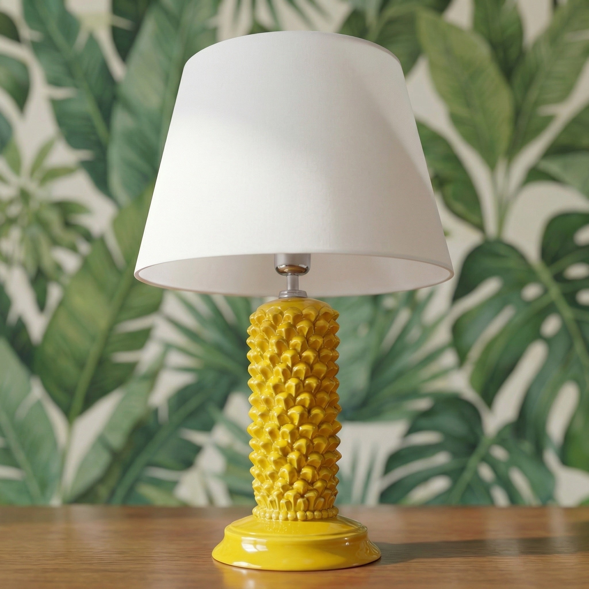 Lume Pigna Cilindro in Ceramica di Caltagirone h 60 cm — Senape