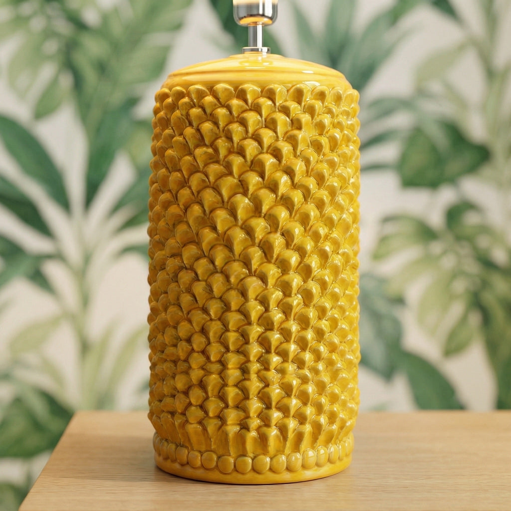 Lume Pigna Cilindro in Ceramica di Caltagirone h 60 cm — Senape