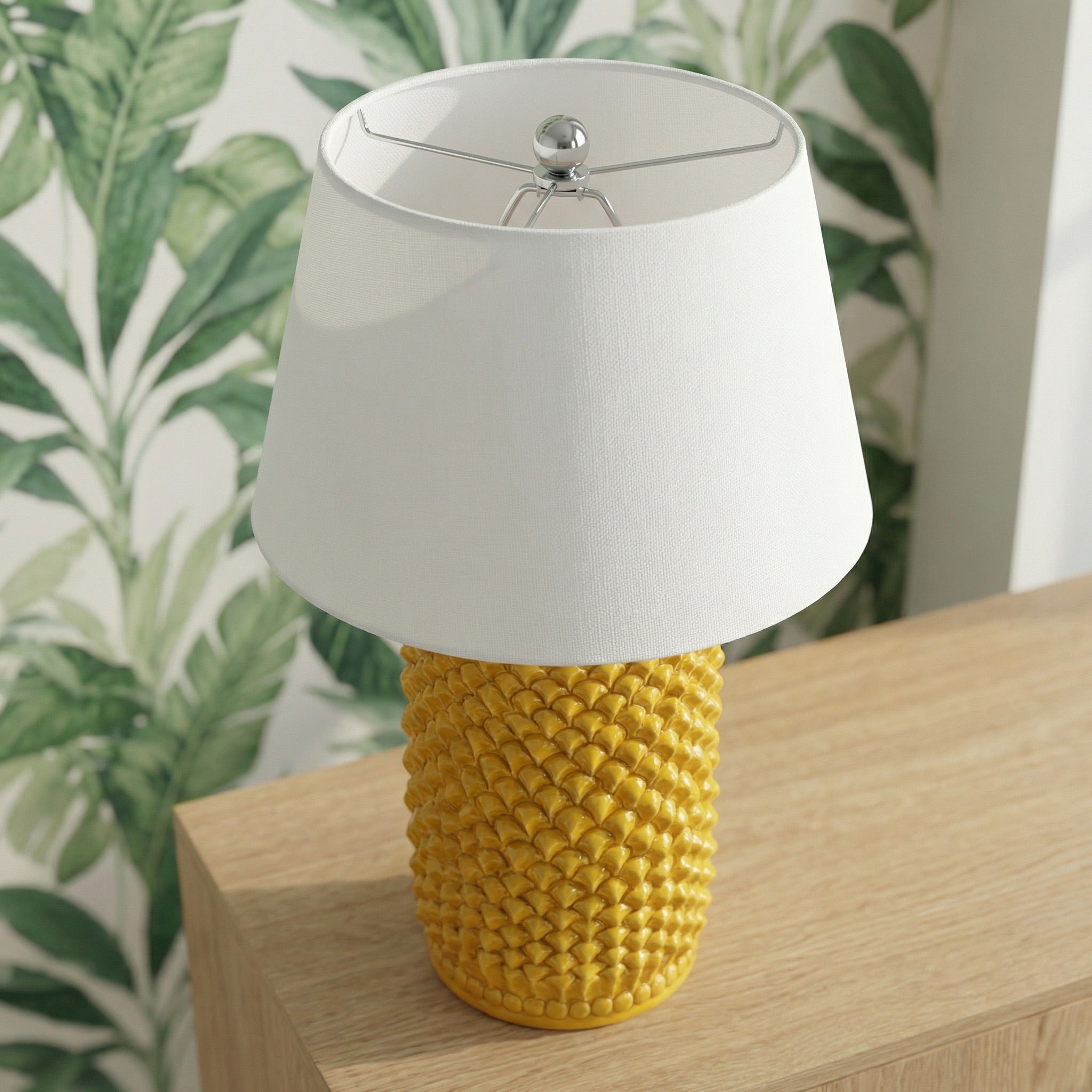 Lume Pigna Cilindro in Ceramica di Caltagirone h 60 cm — Senape