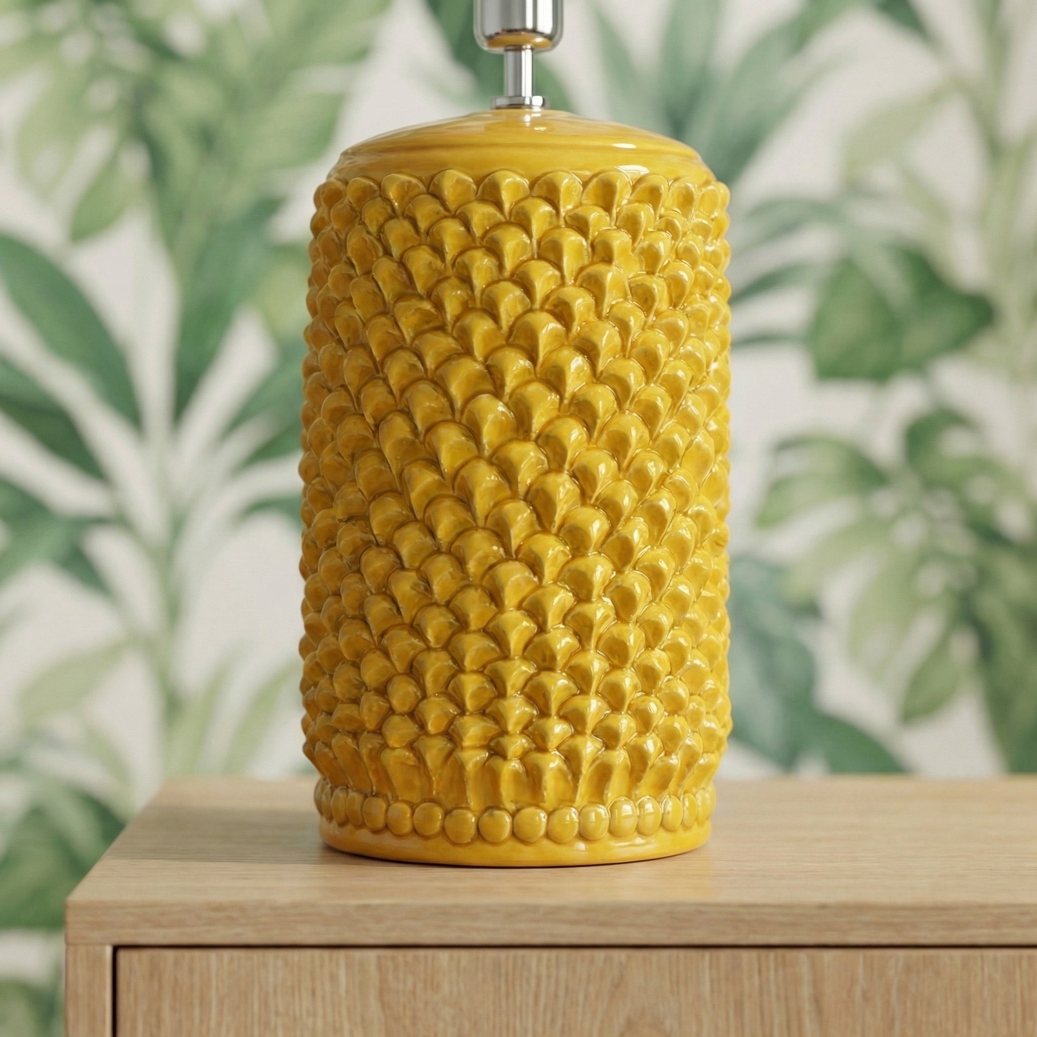 Lume Pigna Cilindro in Ceramica di Caltagirone h 60 cm — Senape