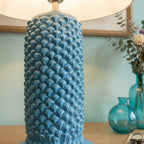 Lume Pigna Cilindro in Ceramica di Caltagirone h 60 cm — Turchese