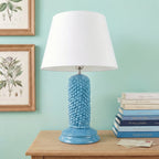 Lume Pigna Cilindro in Ceramica di Caltagirone h 60 cm — Turchese