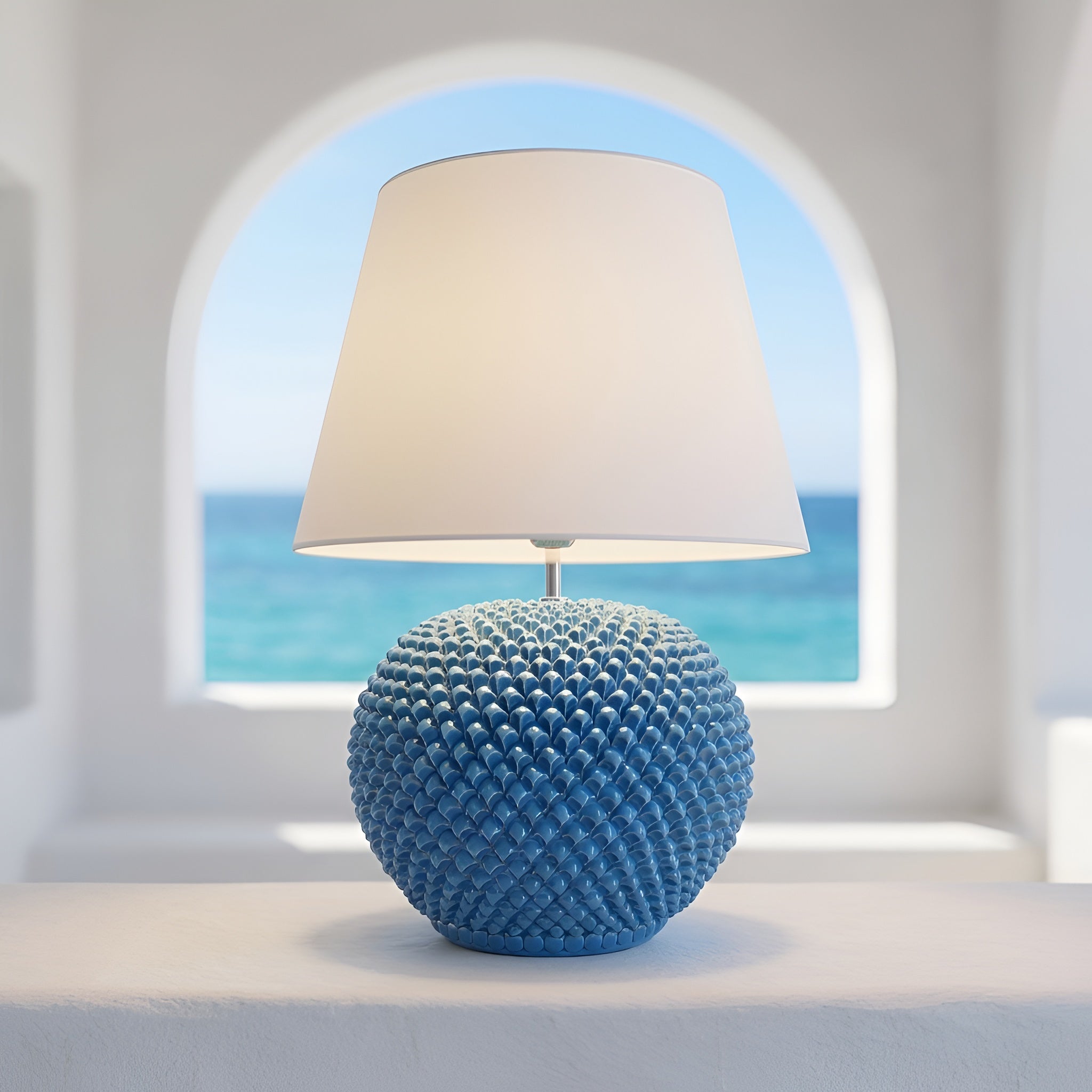 Lume a Palla Pigna in Ceramica di Caltagirone — Turchese