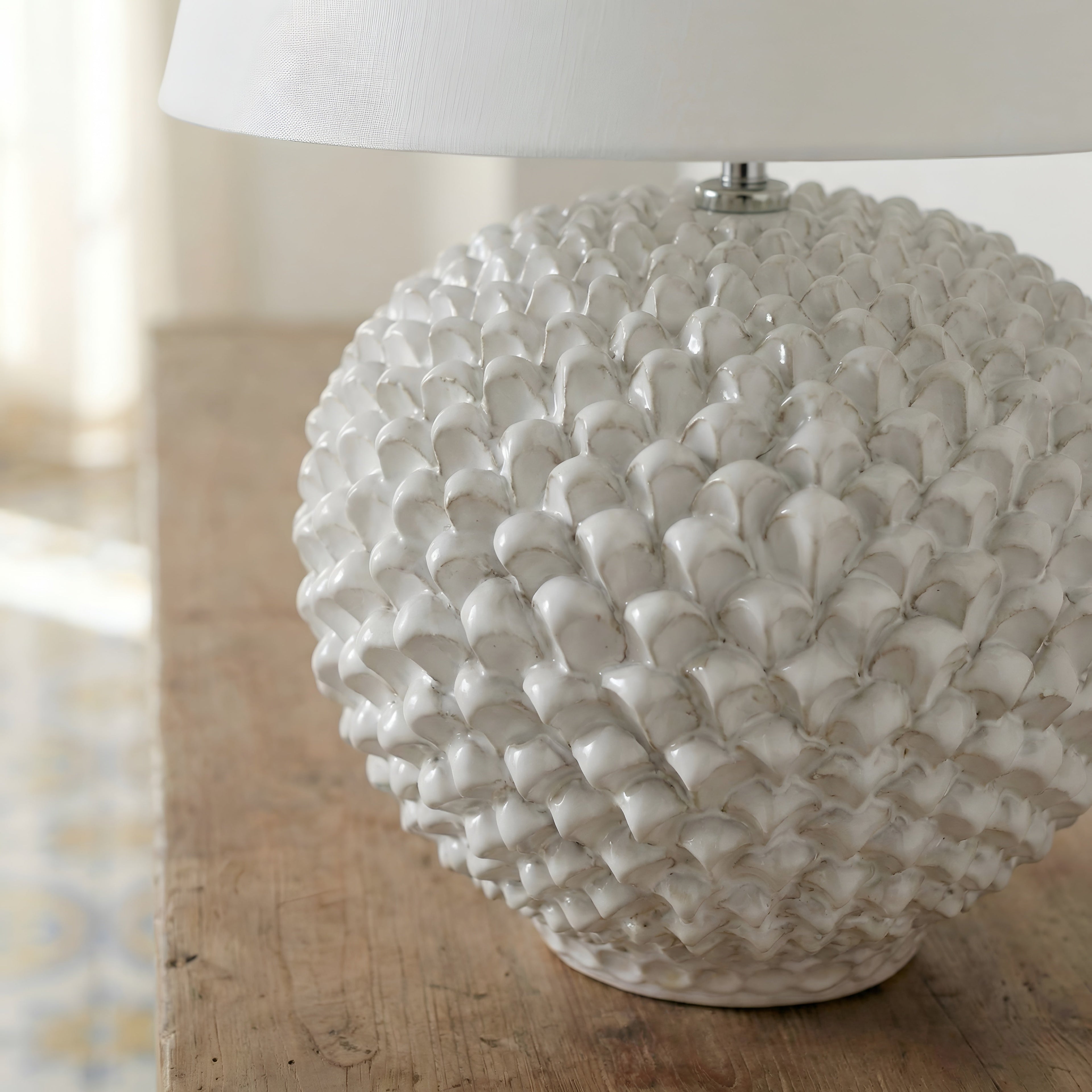 Lume a Palla Pigna in Ceramica di Caltagirone — White Line