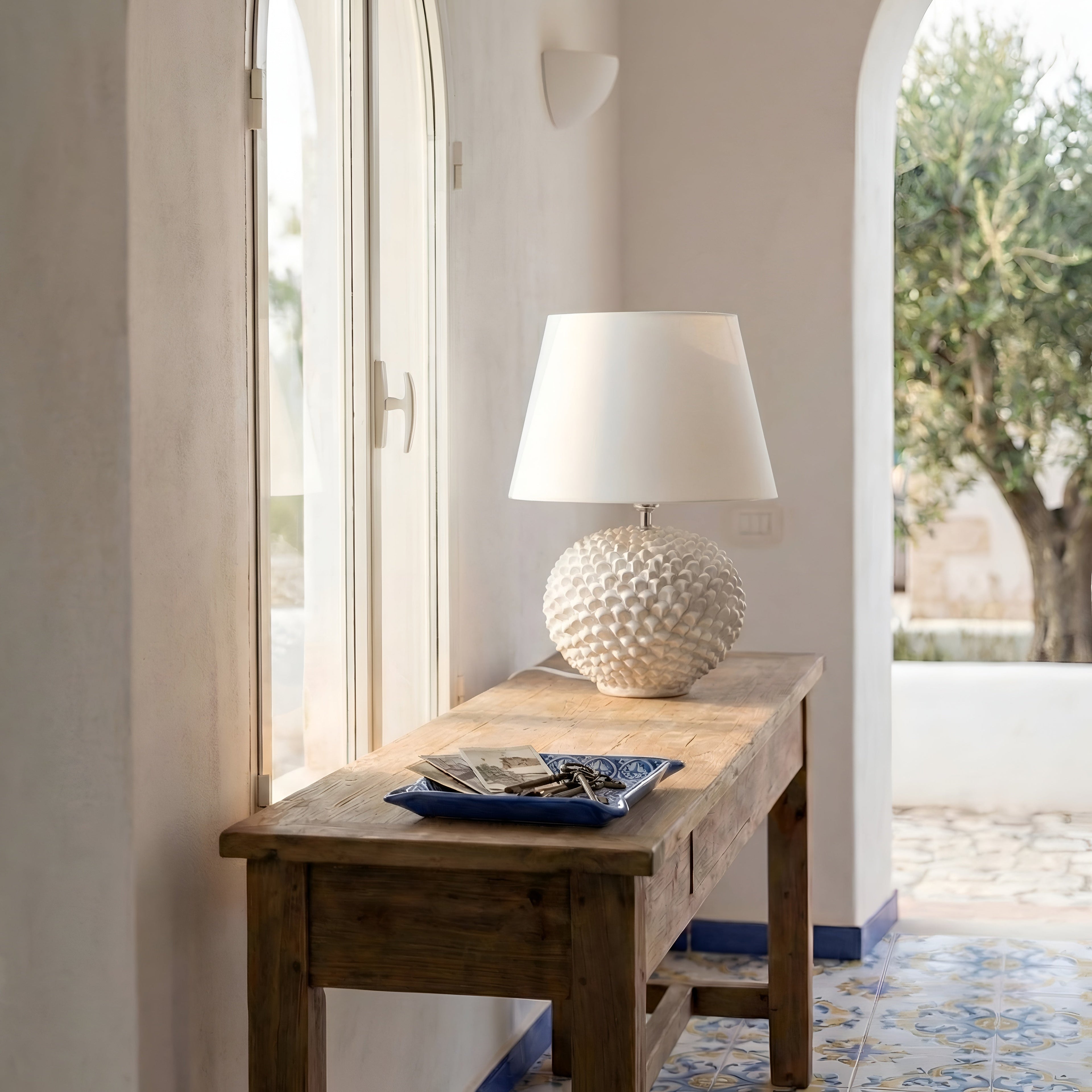 Lume a Palla Pigna in Ceramica di Caltagirone — White Line