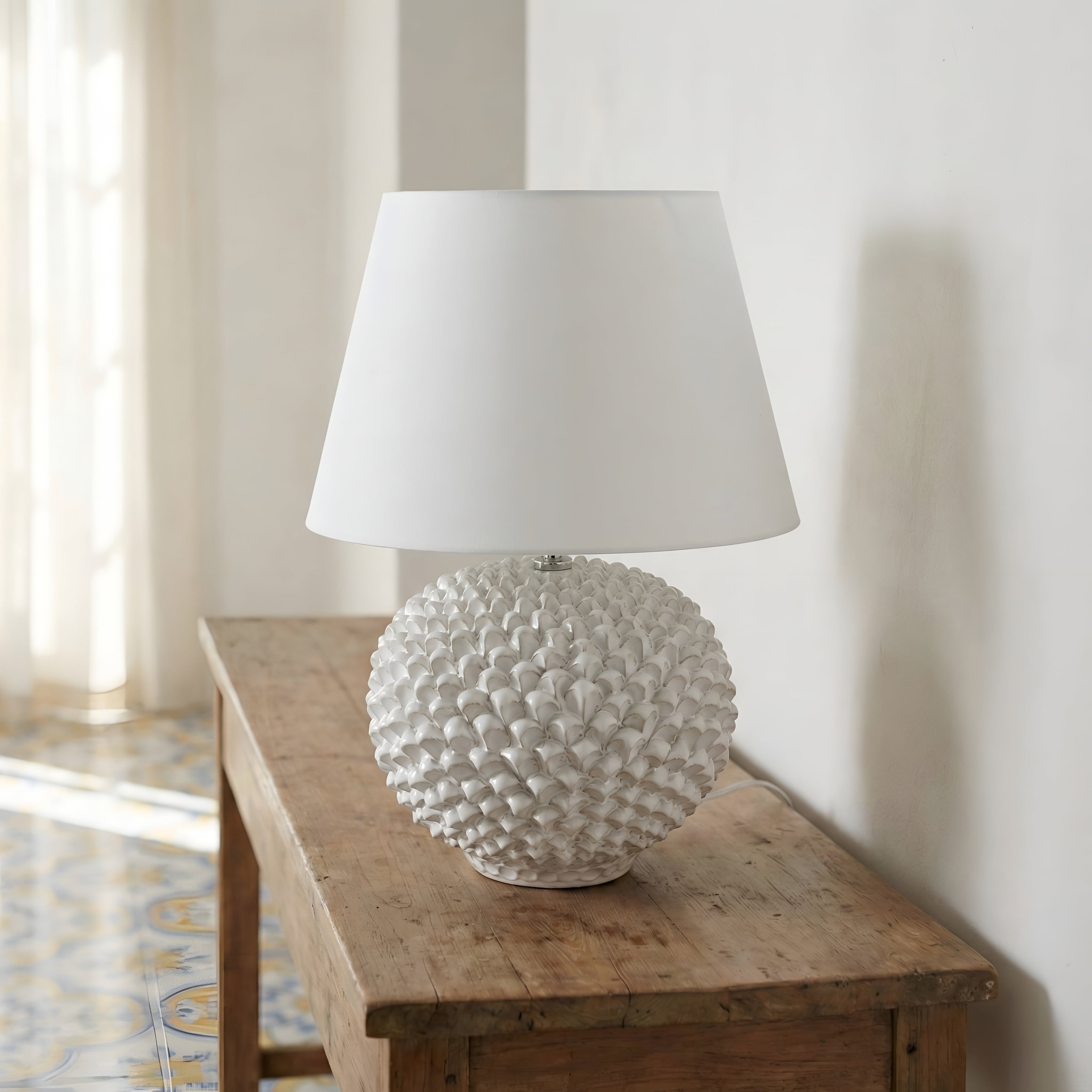 Lume a Palla Pigna in Ceramica di Caltagirone — White Line