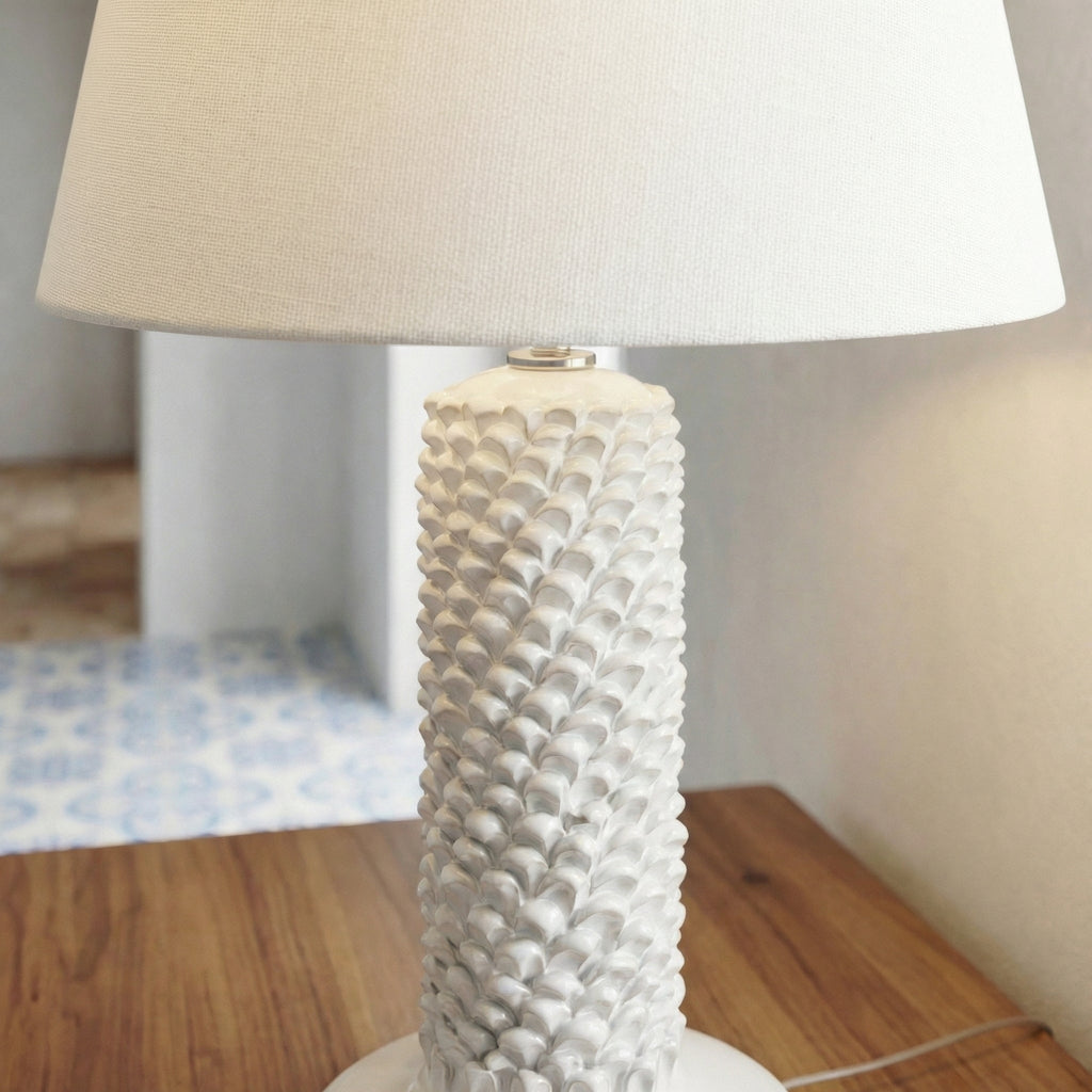 Lume Pigna Cilindro in Ceramica di Caltagirone h 60 cm — White Line