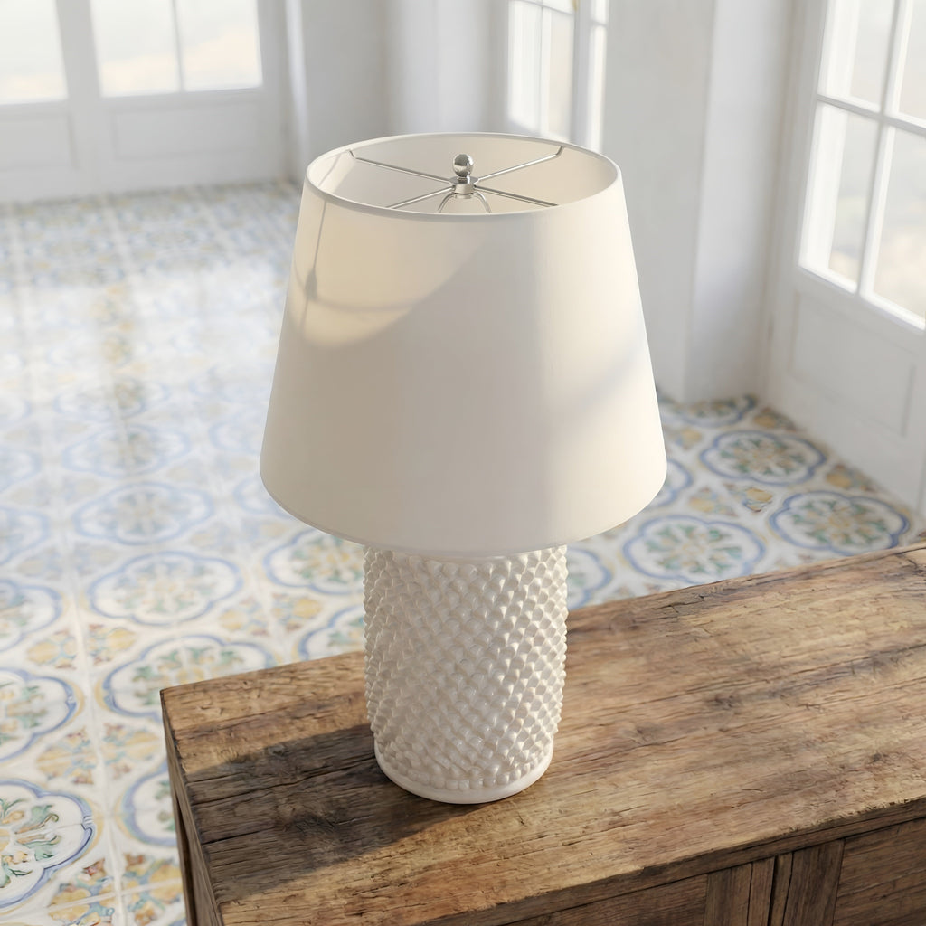 Lume Pigna Cilindro in Ceramica di Caltagirone h 60 cm — White Line