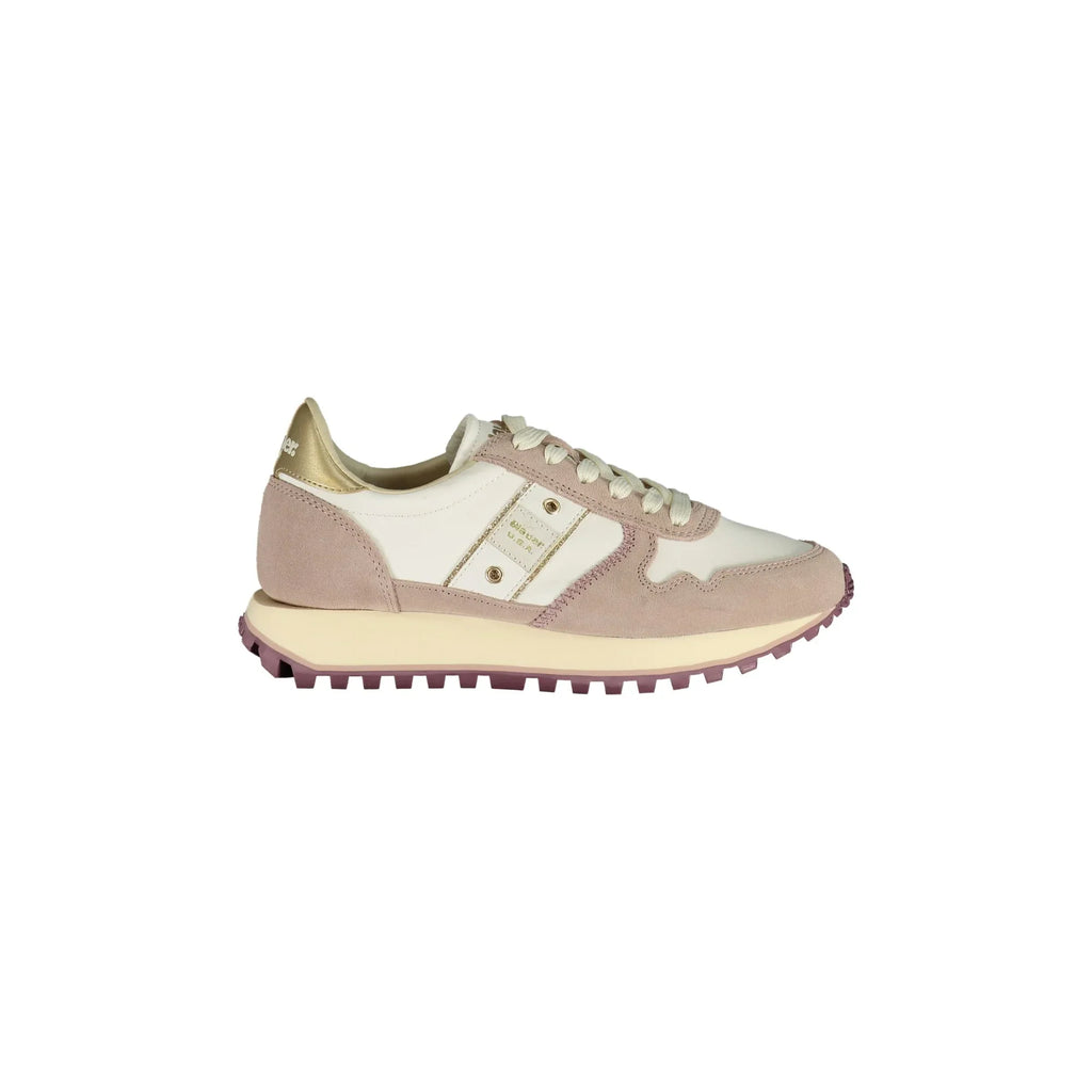BLAUER Women's White Sneakers with Purple and Gold Details