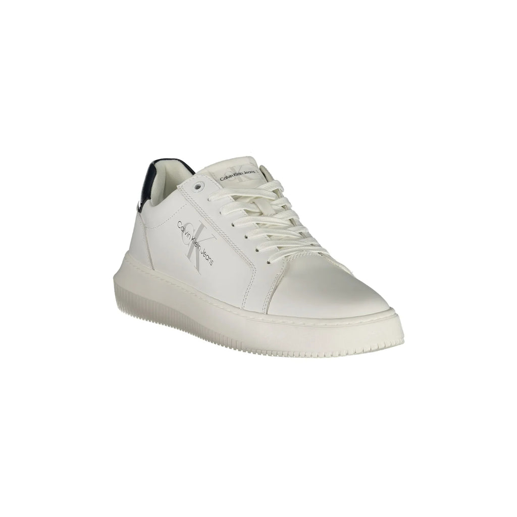 CALVIN KLEIN Scarpe Sneakers Uomo Bianche con Dettagli Neri e Plantare Removibile
