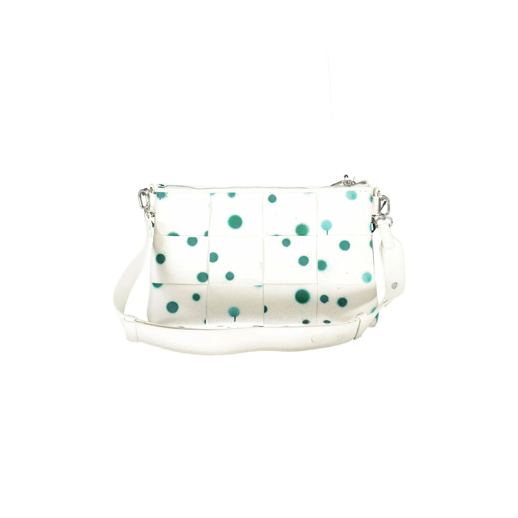 DESIGUAL Women's White Polka Dot Handbag with Shoulder Strap and Chain
