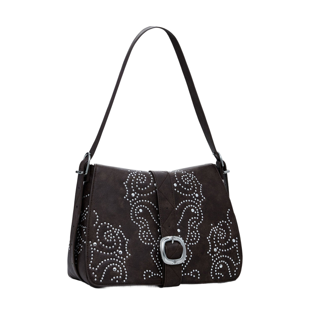 DESIGUAL Women's Brown Poker Face Posadas Bag with Studs