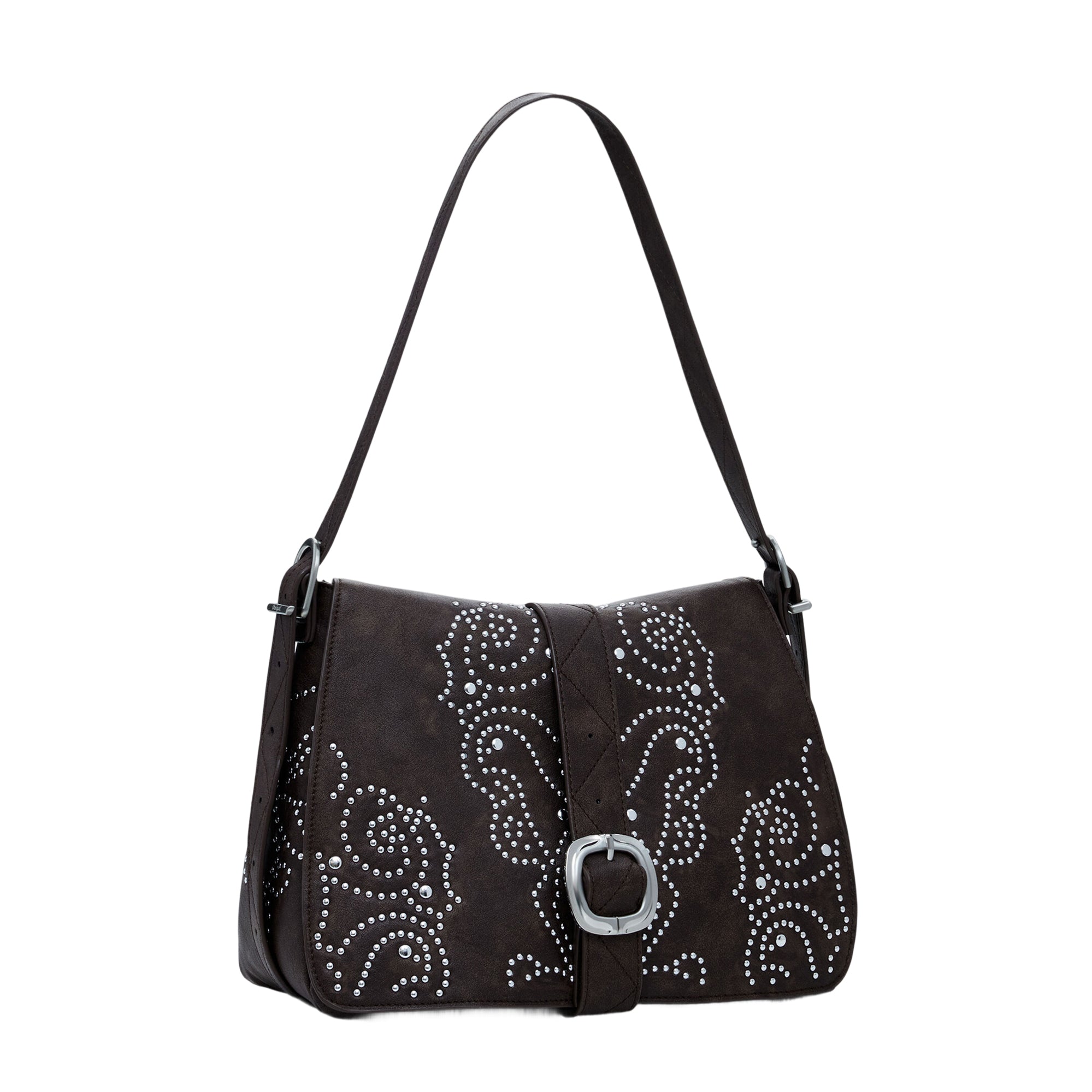 DESIGUAL Women's Brown Poker Face Posadas Bag with Studs