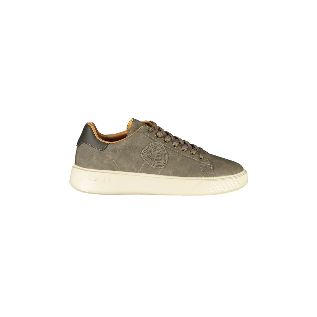 BLAUER Men's Grey Sneakers with Laces and Contrasting Sole
