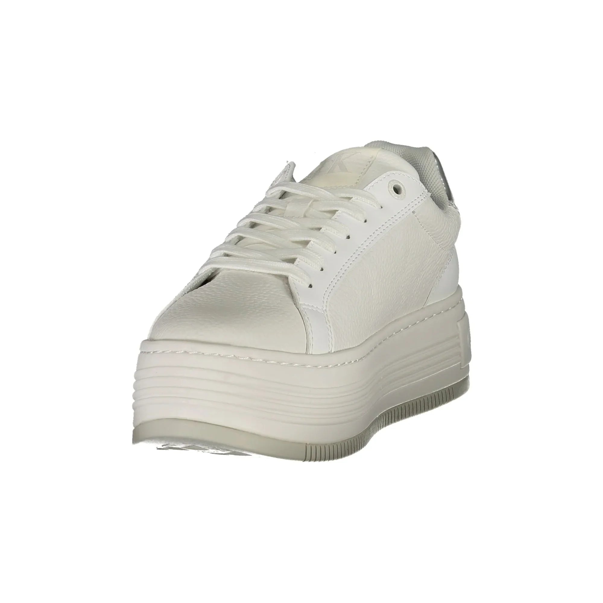 CALVIN KLEIN Women's White Wedge Sneakers with Silver Details