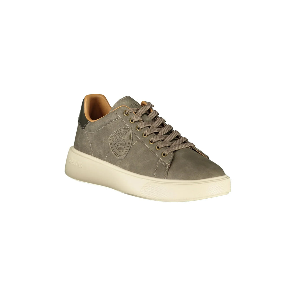 BLAUER Men's Grey Sneakers with Laces and Contrasting Sole