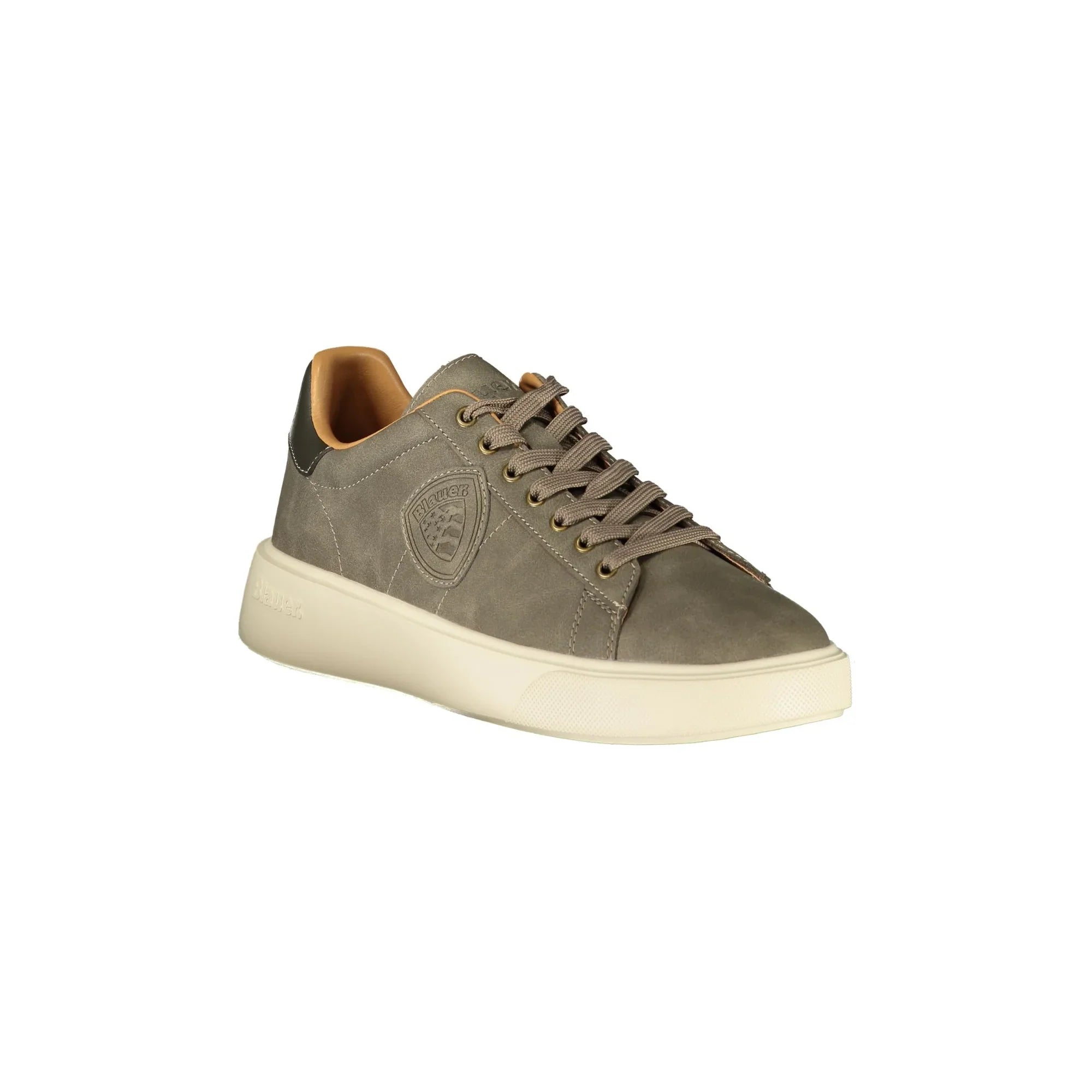 BLAUER Men's Grey Sneakers with Laces and Contrasting Sole