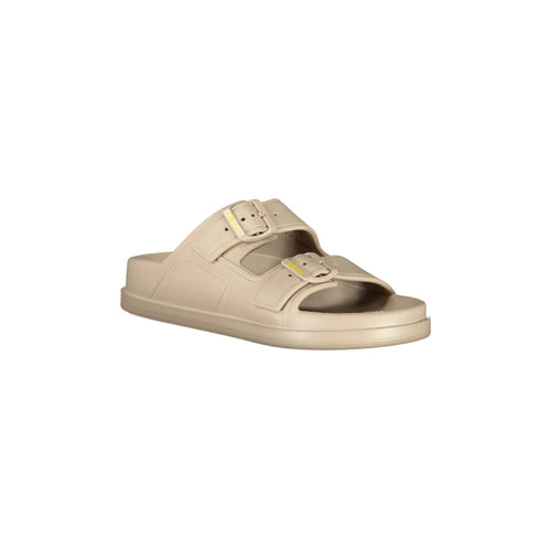 BLAUER Women's Beige Double Adjustable Buckle Slippers