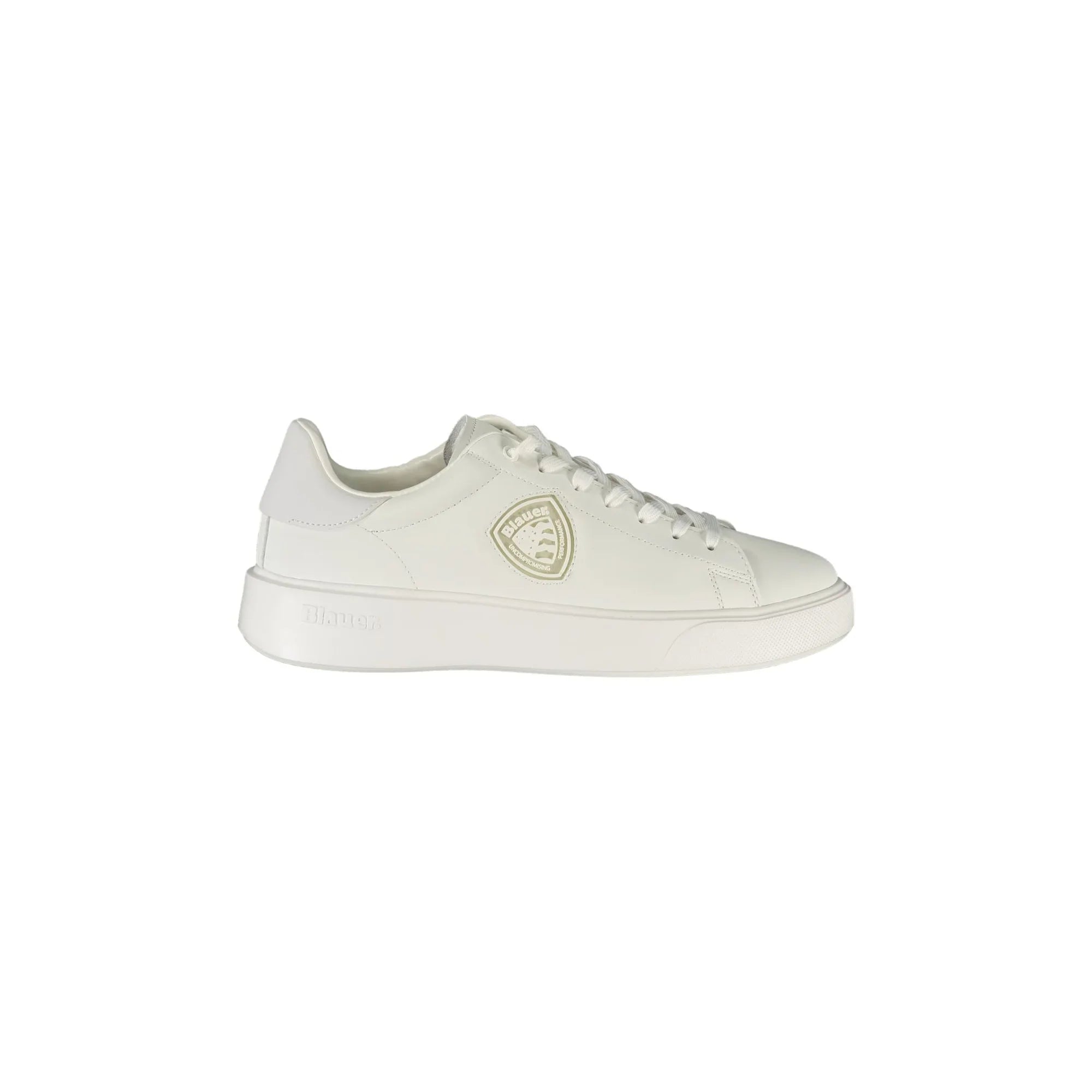 BLAUER Men's White Lace-up Sneakers with Contrast Details