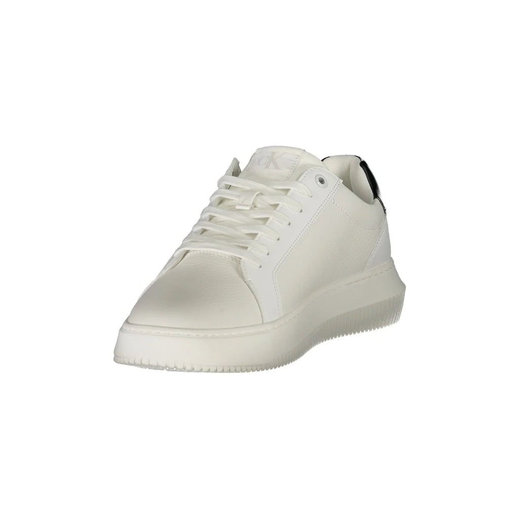 CALVIN KLEIN Scarpe Sneakers Uomo Bianche con Dettagli Neri e Plantare Removibile