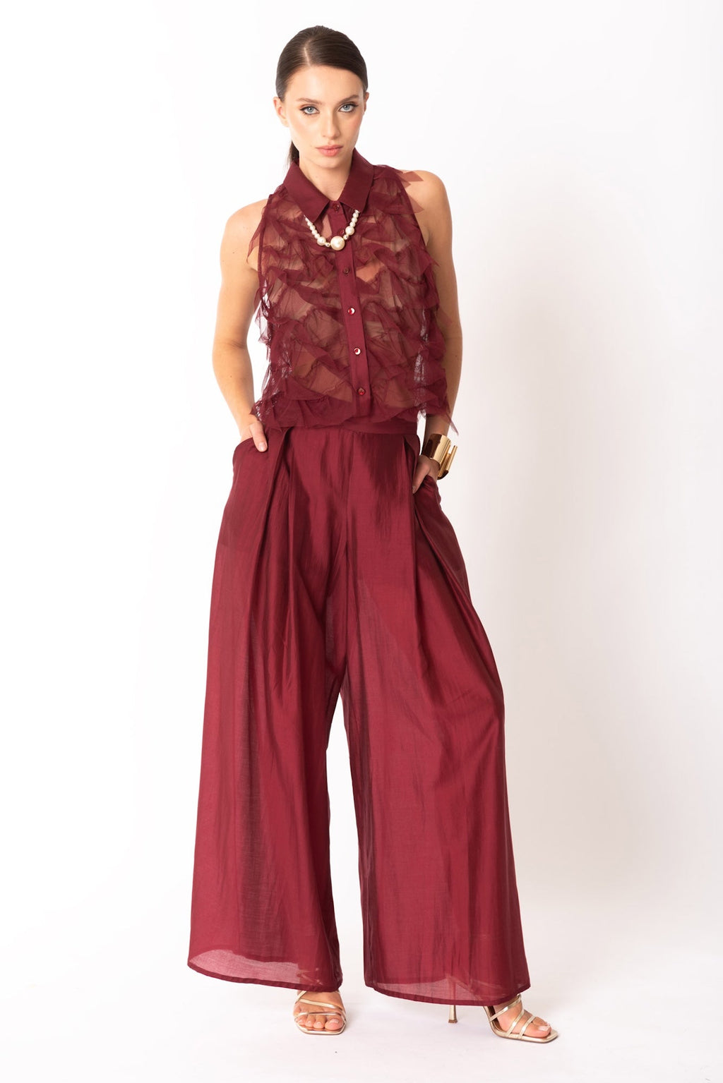 elegant silk and tulle co-ord