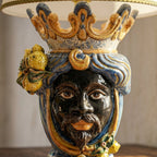 Lamp with head h 70 cm blue and orange lemons Moorish man