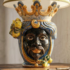 Lamp with head h 70 cm blue and orange lemons Moorish man
