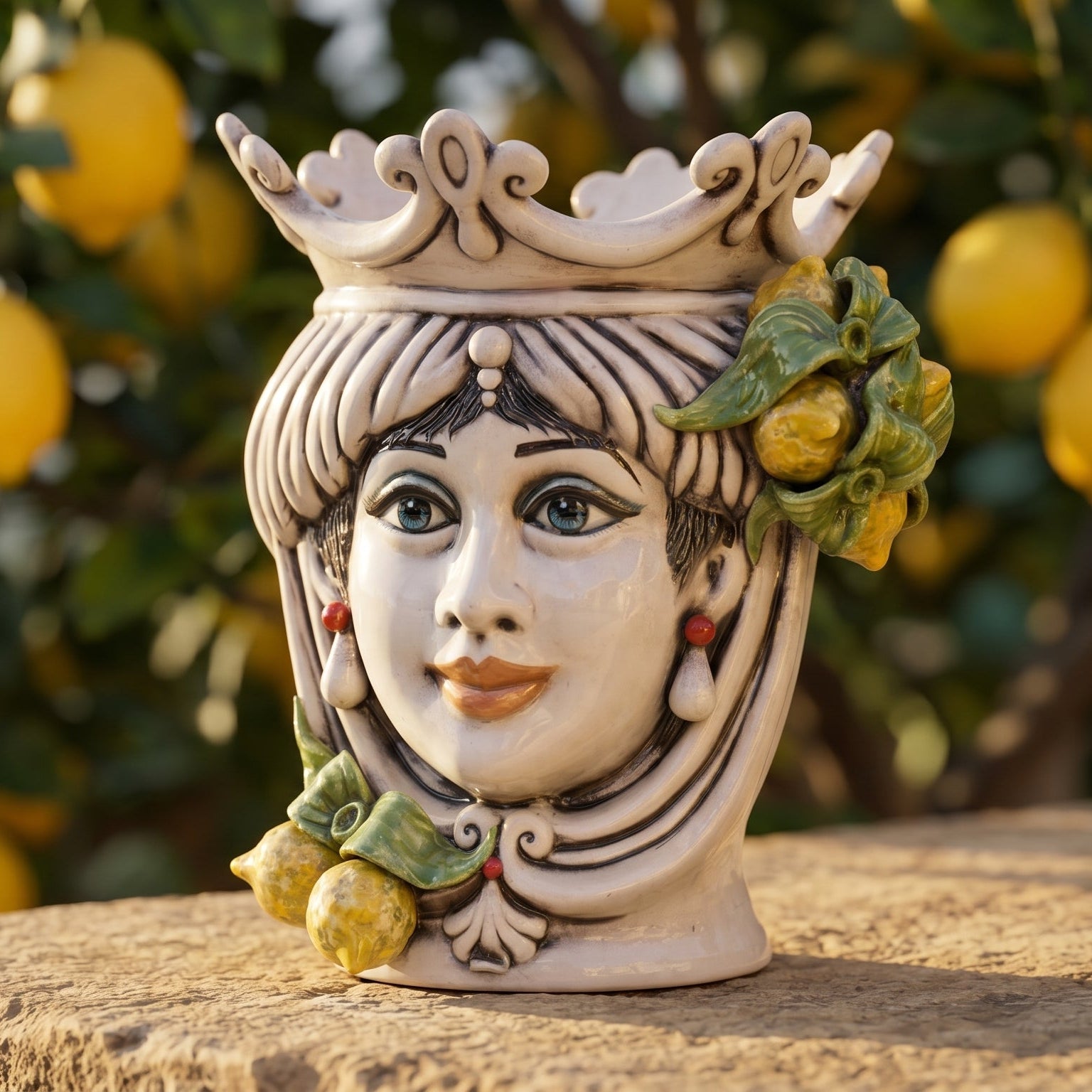 Head h 25 with yellow Sicilian lemons in mother-of-pearl female