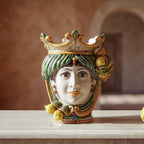Testa di Moro con Limoni h 25 cm — Donna, Verde e Arancio