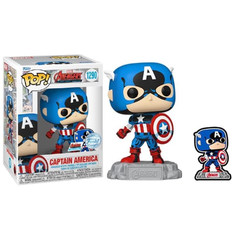Funko Pop! Marvel Avengers (1290) Captain America with Enamel Pin Special Edition