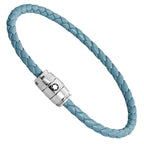 Montblanc Meisterstück Smoky Blue Leather and Steel 3-Ring Bracelet Size M 13429363